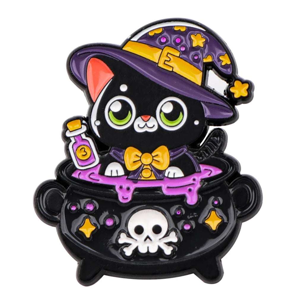 Black Cat Witch Potion Enamel Pin 1