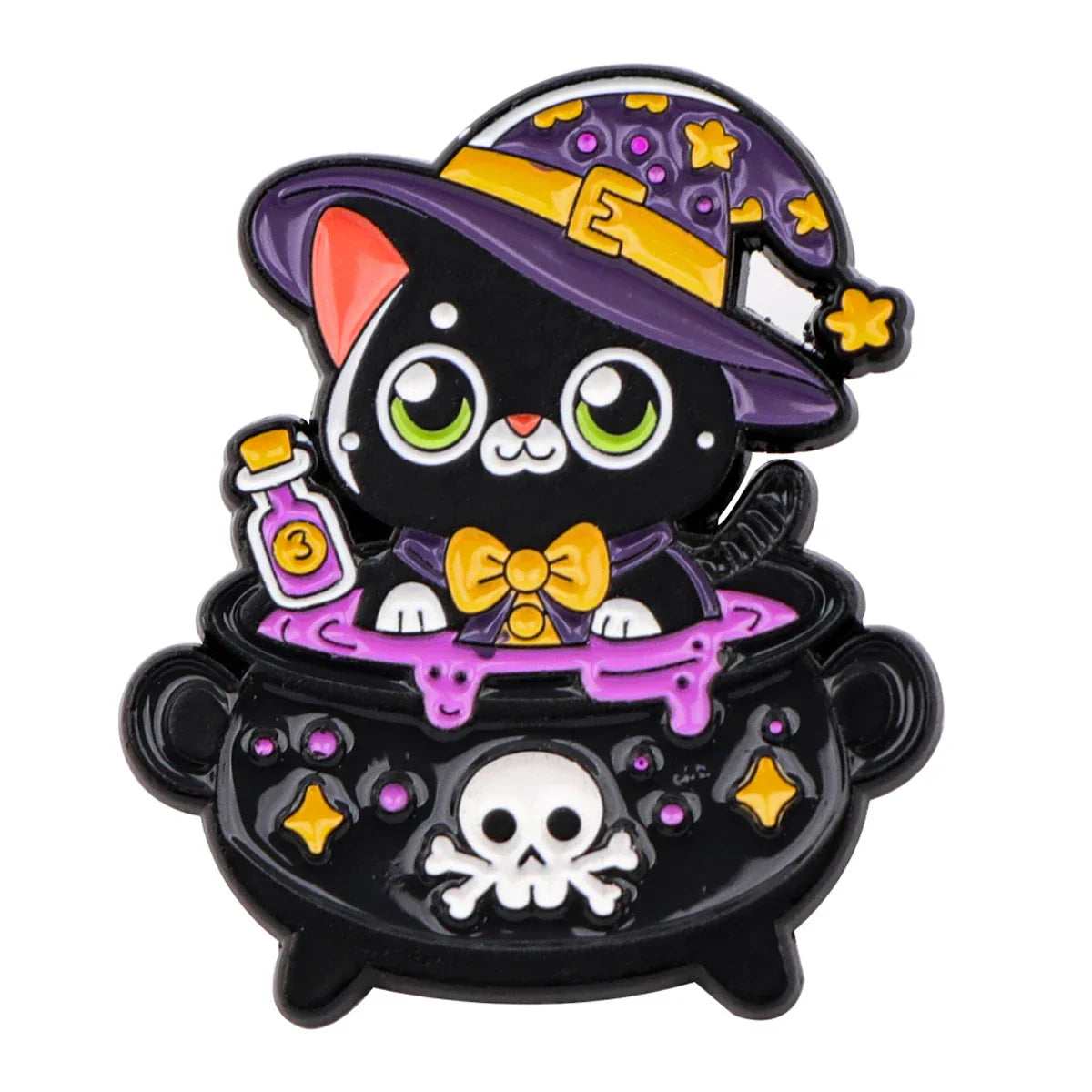 Black Cat Witch Potion Enamel Pin 1