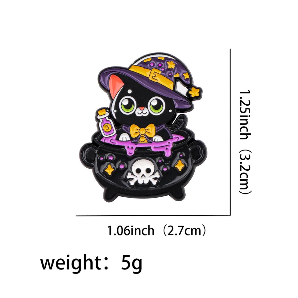 Black Cat Witch Potion Enamel Pin 1