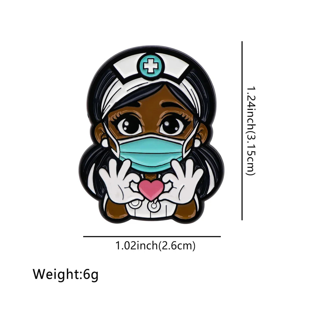 Black Doctor Nurse Enamel Pin 1