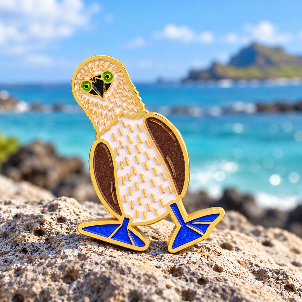 Blue-Footed Booby Bird enamel pin by a turquoise coast