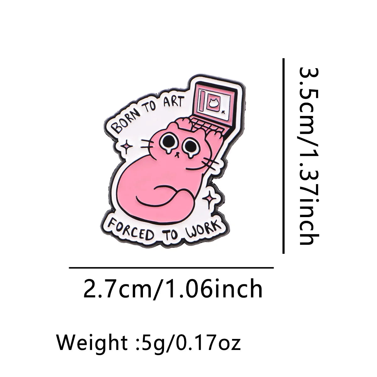 Cute Office Cat Enamel Pin Lapel Pins for Backpacks FORCED TO WORK Brooches for Women Funny Jewelry Accessories Friends
