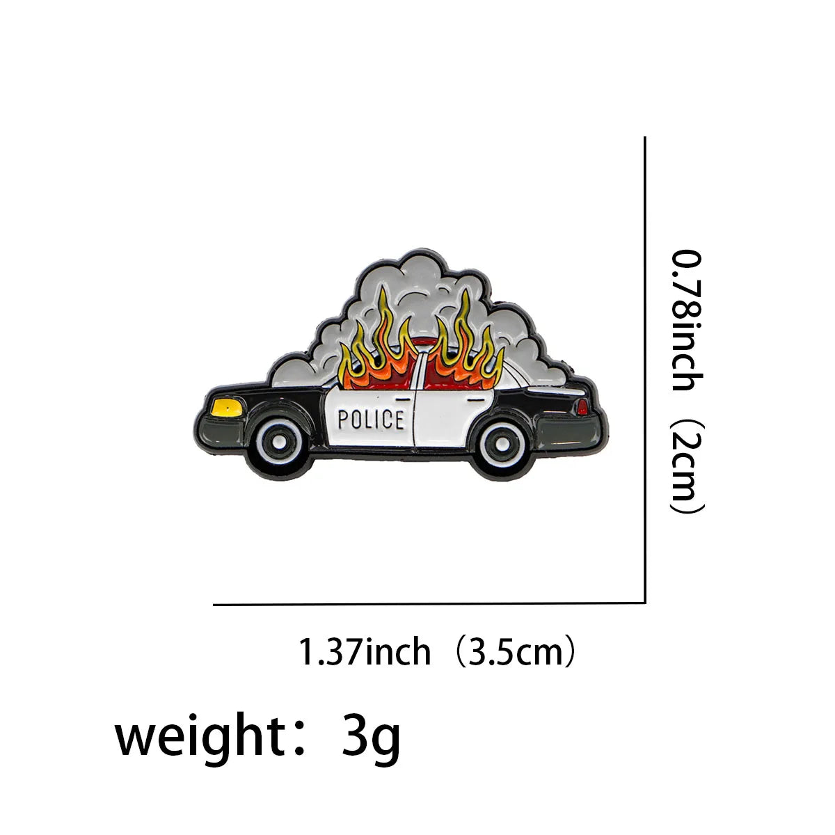 Burning Police Car Enamel Pin 1