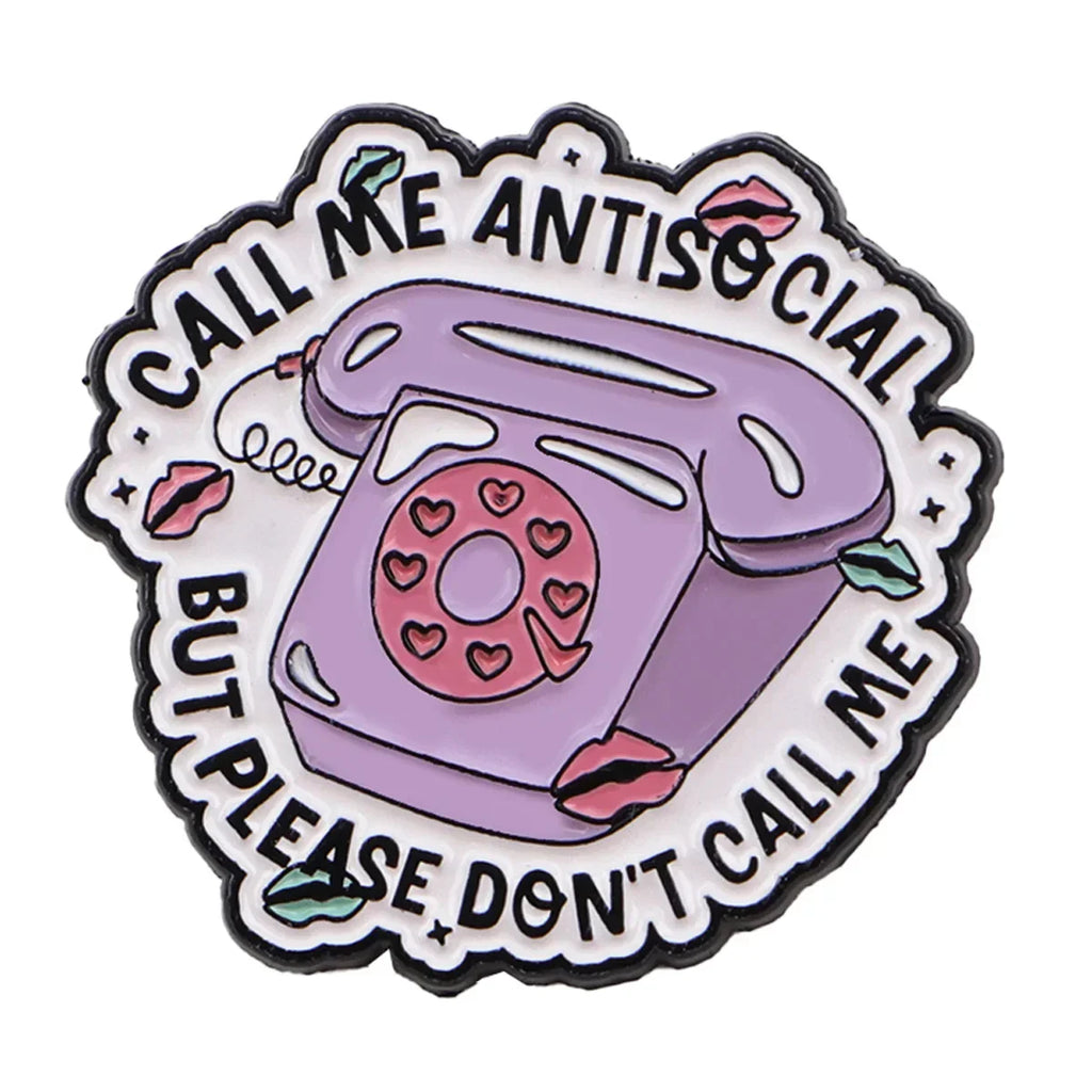 ’CALL ME’ Enamel Pin Telephone Quotes Brooch Pines Lapel Pins Badge on Backpack Clothing Accessories Funny Jewelry