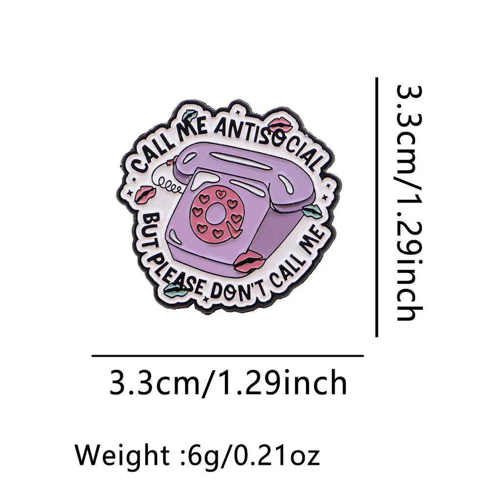 ’CALL ME’ Enamel Pin Telephone Quotes Brooch Pines Lapel Pins Badge on Backpack Clothing Accessories Funny Jewelry