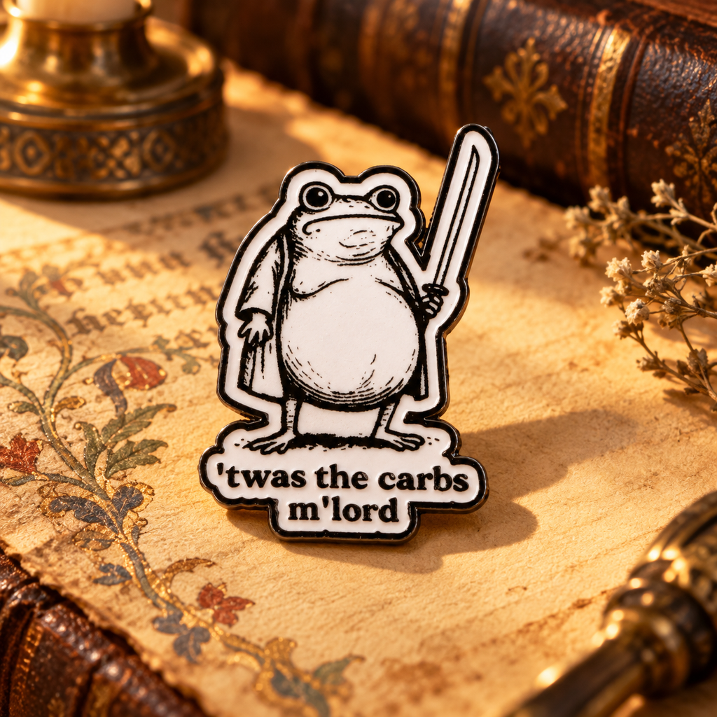 Pin grenouille médiévale ‘twas the carbs m’lord sur parchemin