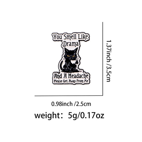 Cartoon Black Cat Enamel Pin Funny Quotes Brooch Pines Lapel Pins Badge on Backpack Clothing Accessories Animal Jewelry