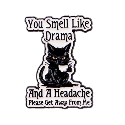 Cartoon Black Cat Enamel Pin Funny Quotes Brooch Pines Lapel Pins Badge on Backpack Clothing Accessories Animal Jewelry