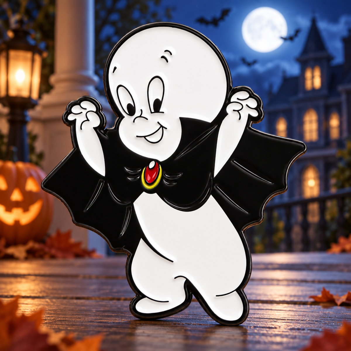 Casper Pin on a themed spooky background