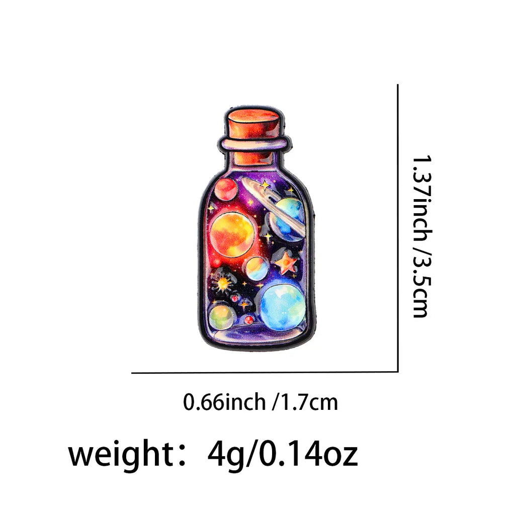 Starry Sky Bottle Enamel Pin Moon Brooch Pines Lapel Pins Badge on Backpack Clothing Accessories Art Jewelry Friends