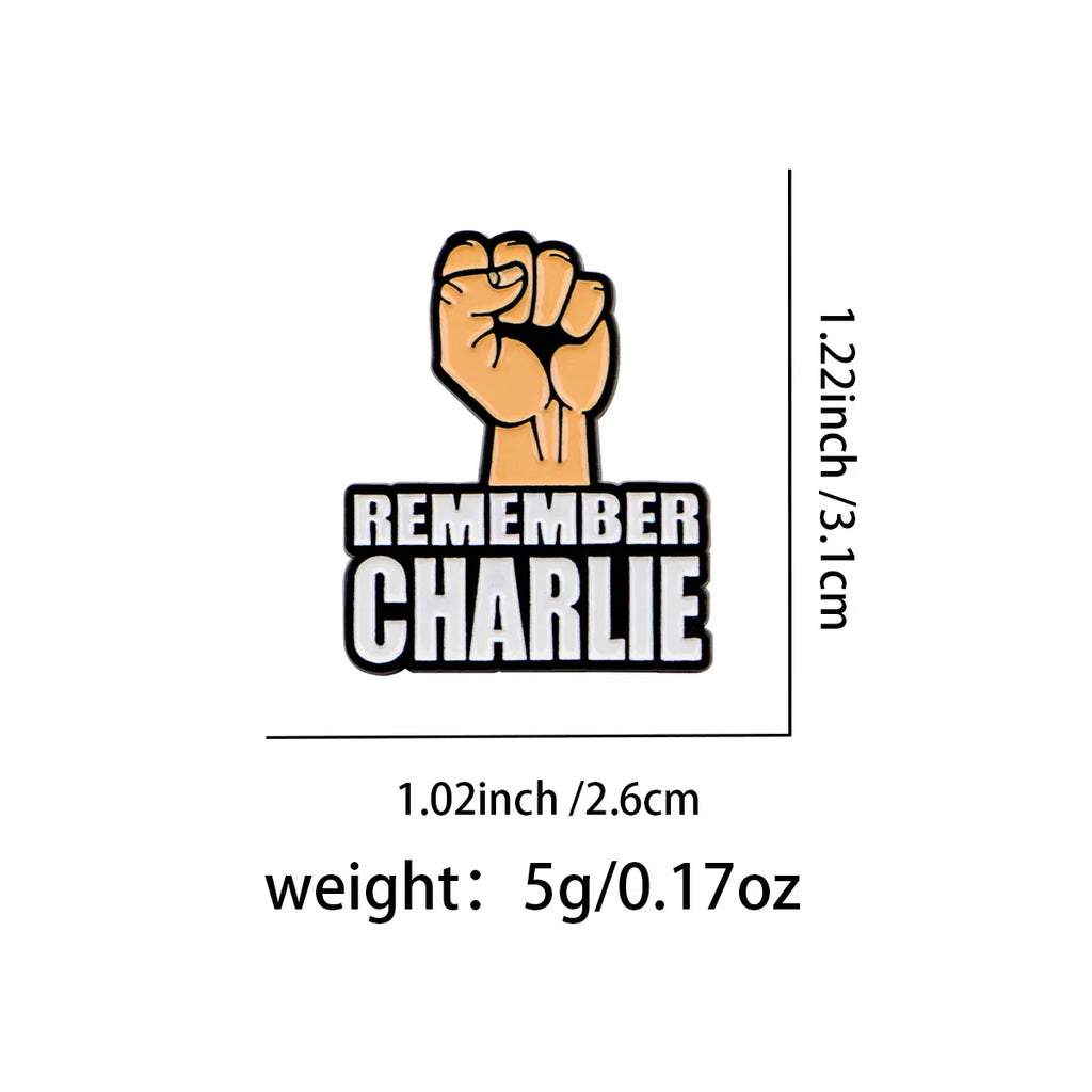 ’REMBEER CHARLIE’ Enamel Pin Fist Brooch Pines Lapel Pins Badge on Backpack Clothing Accessories Fashion Jewelry