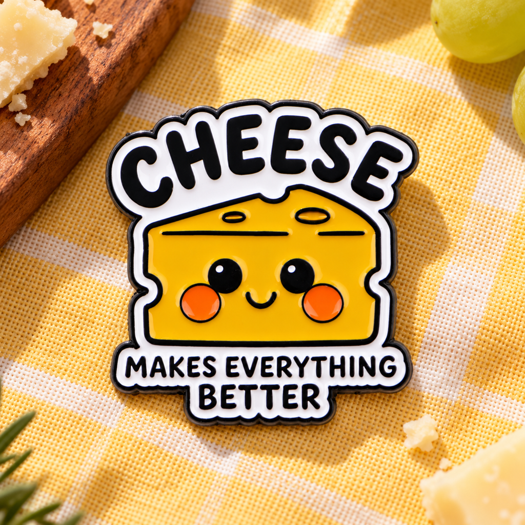 Cheese Makes Everything Better Pin on a sunny picnic cloth