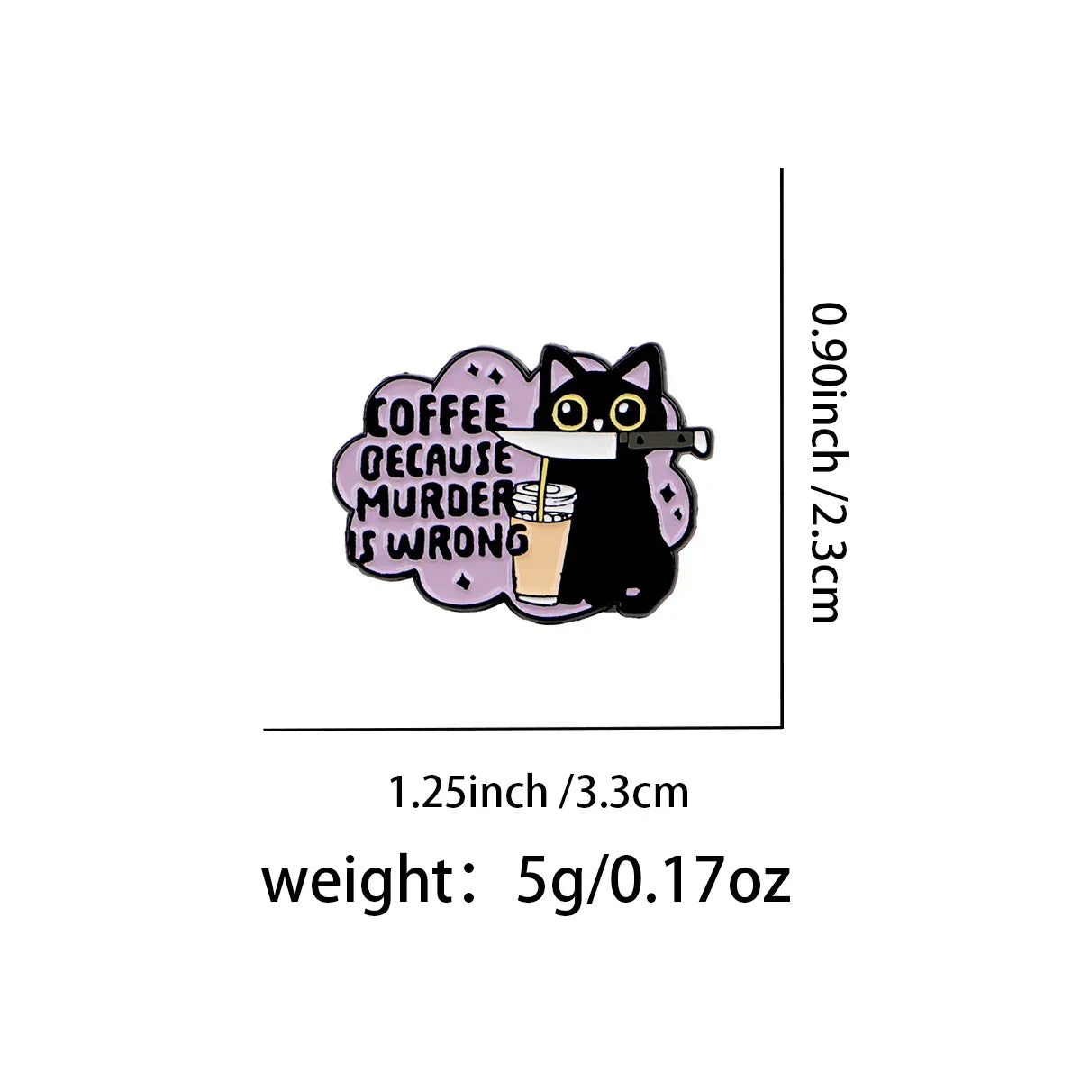 Funny Black Cat Enamel Pin Coffee Brooch Pines Lapel Pins Badge on Backpack Clothing Accessories Halloween Jewelry