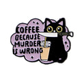 Funny Black Cat Enamel Pin Coffee Brooch Pines Lapel Pins Badge on Backpack Clothing Accessories Halloween Jewelry
