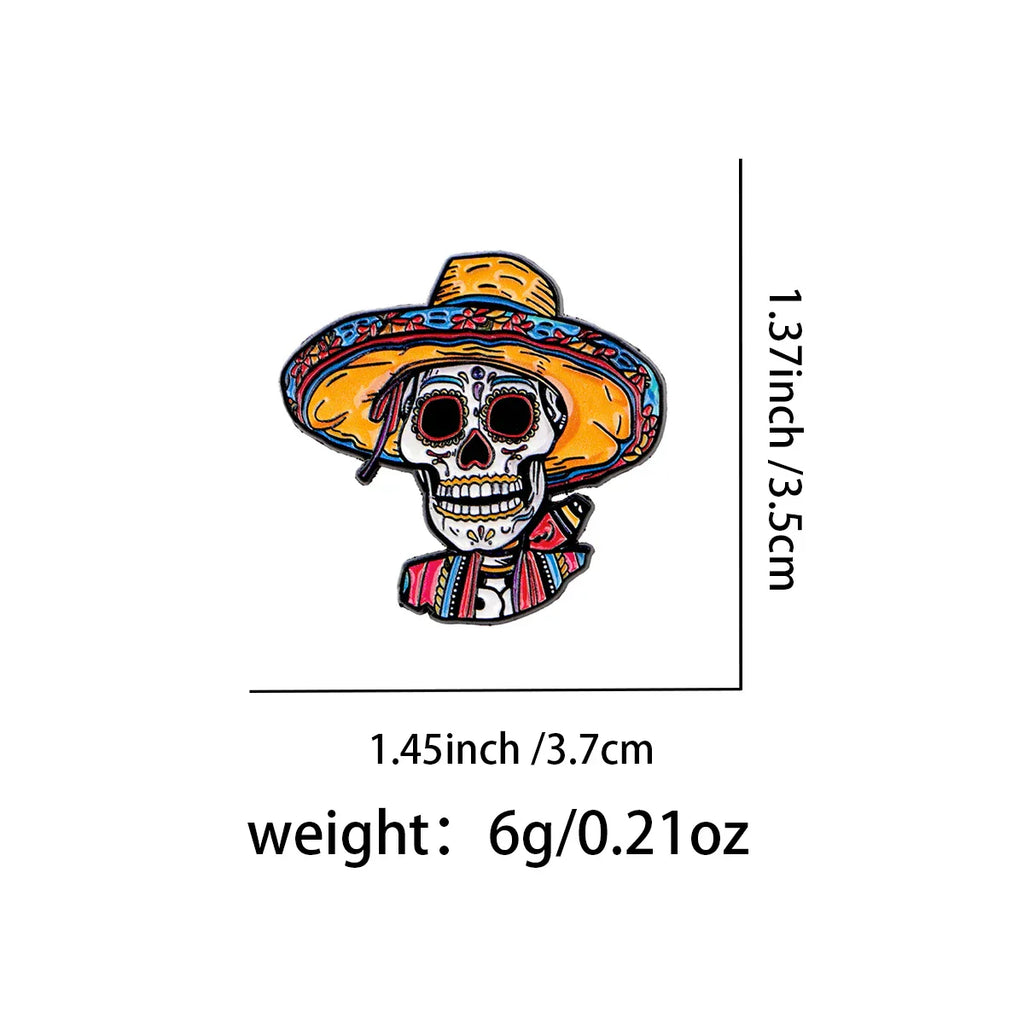 Mexican Skull Enamel Pin Skeleton Brooch Pines Lapel Pins Badge on Backpack Clothing Accessories Punk Jewelry Friends