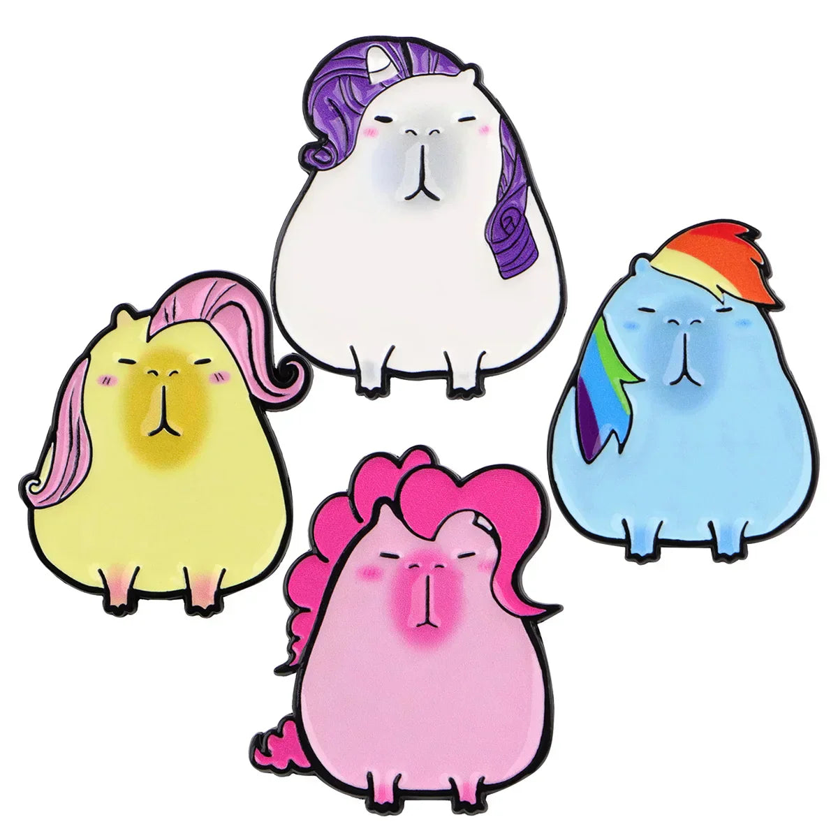 Cartoon Capybara Enamel Pins Cute Cosplay Animal Brooches Badge Lapel Pins for Backpacks Clothes Decoration Fashion