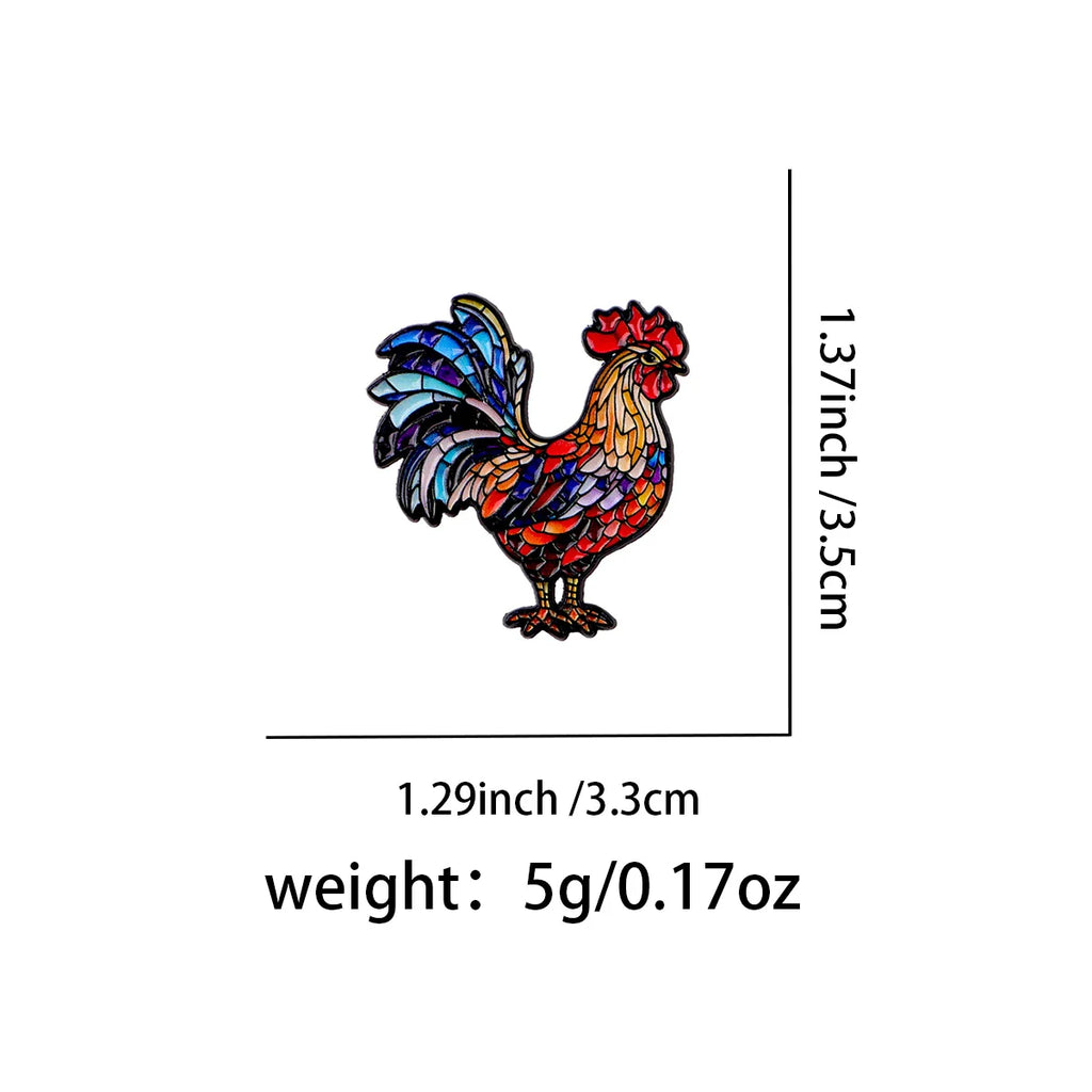 Colorful Rooster Enamel Pin Lapel Pins for Backpacks Chicken Brooches for Women Fashion Jewelry Accessories Friends