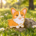 Corgi Dog enamel pin in a sunny park