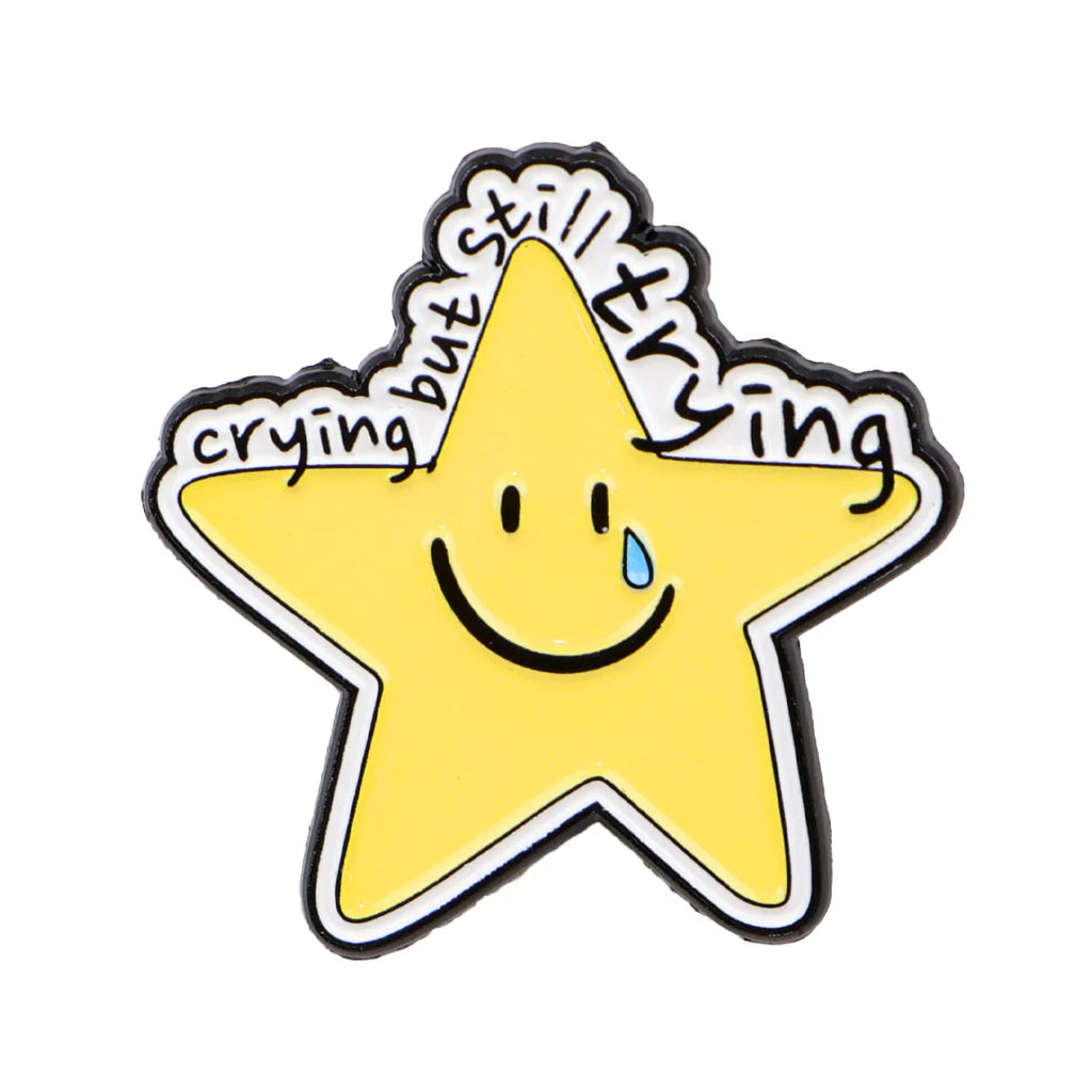 ’Crying But Still Trying’ Enamel Pin 1