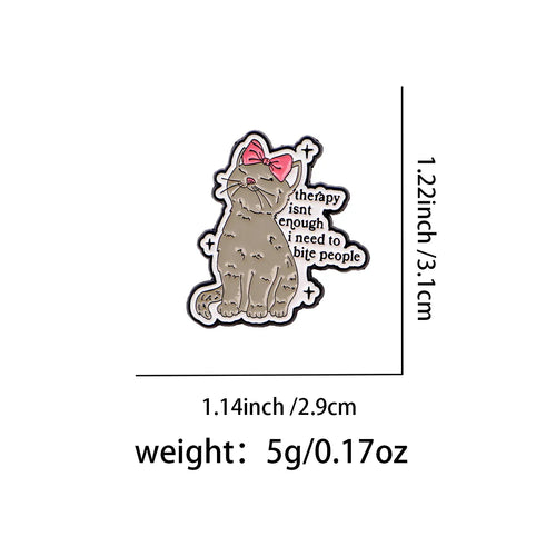Cute Cat Enamel Pin i need to bite people Brooch Pines Lapel Pins Badge on Backpack Clothing Accessories Funny Jewelry