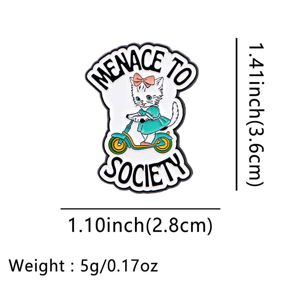 Cute Cat ’Menace to Society’ Enamel Pin 1