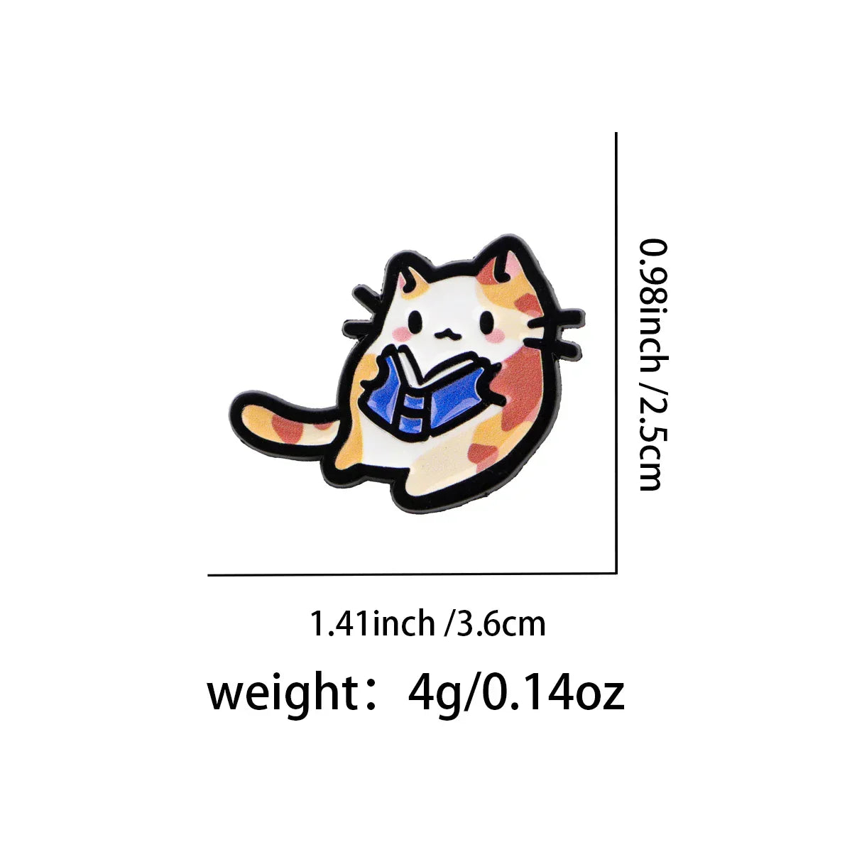Cute Cat Reading Enamel Pin Lapel Pins for Backpacks Brooches for Women Animal Jewelry Accessories Friends Gift - 1