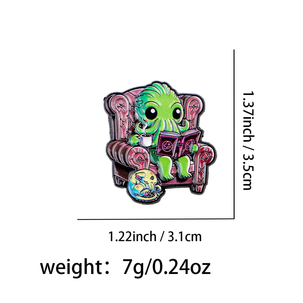 Monster Enamel Pin Cute Octopus Brooch Pines Lapel Pins Badge on Backpack Clothing Accessories Retro Jewelry Friends