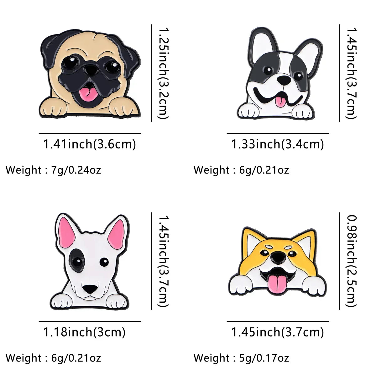 Cute Dog Enamel Pin Cartoon Pet Brooch Pines Lapel Pins Badge on Backpack Clothing Accessories Animal Jewelry Friends