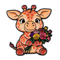 Cute Giraffe Enamel Pin Flowers Brooch Pines Lapel Pins Cartoon Badge Clothing Accessories Animal Jewelry Friends Gifts