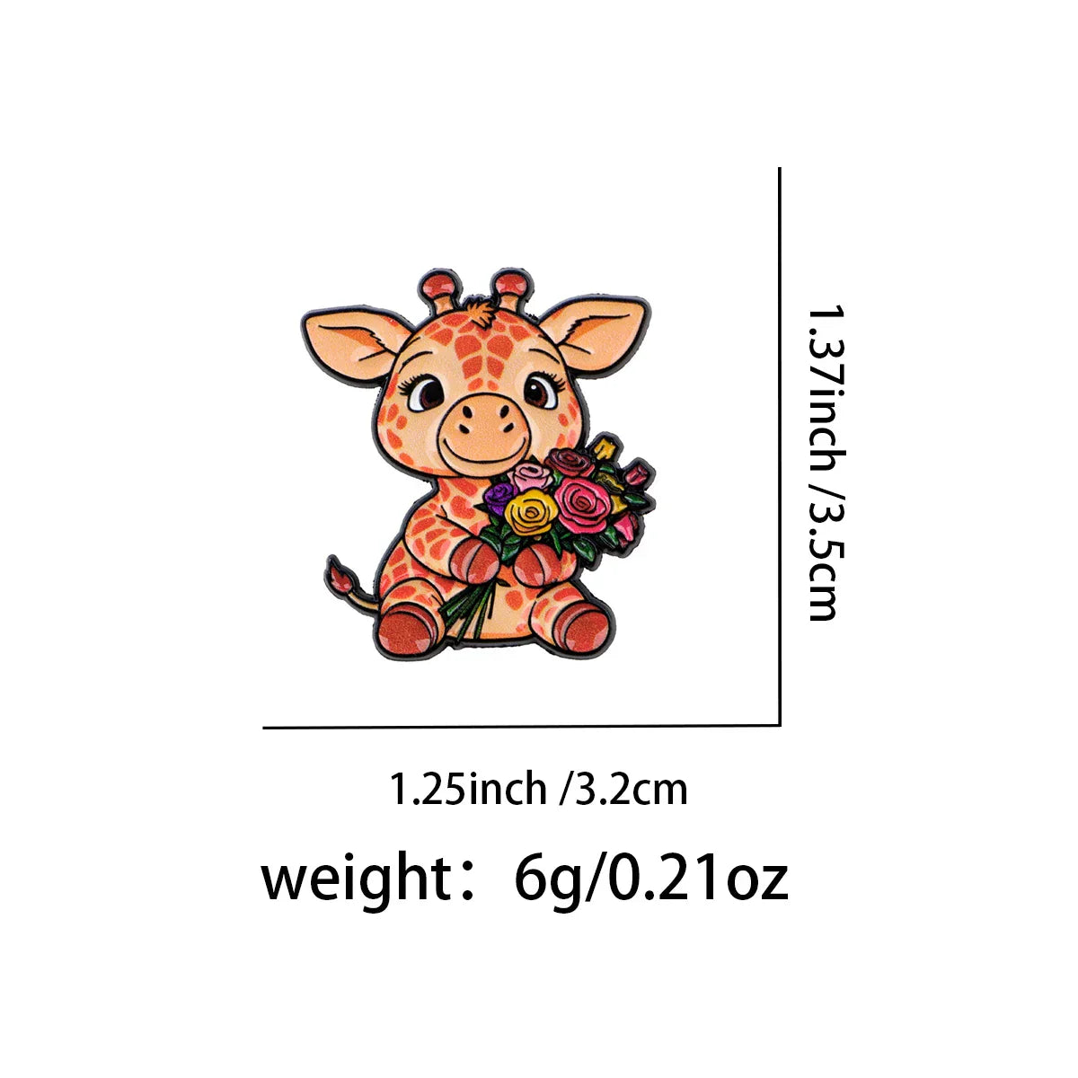 Cute Giraffe Enamel Pin Flowers Brooch Pines Lapel Pins Cartoon Badge Clothing Accessories Animal Jewelry Friends Gifts