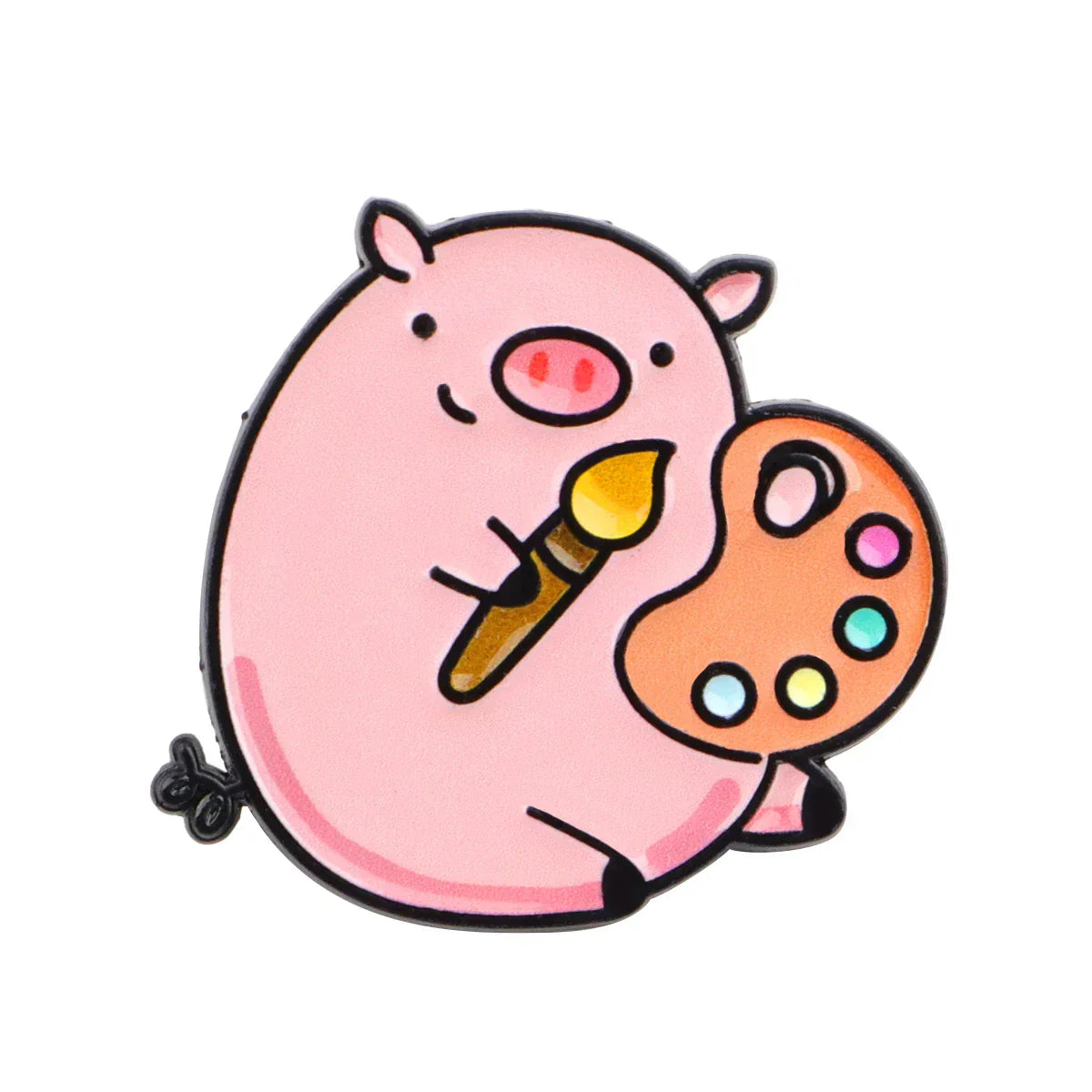 Cute Little Pig Painter Enamel Pin Cartoon Brooch Pines Lapel Pins Badge Clothing Accessories Funny Jewelry Friends