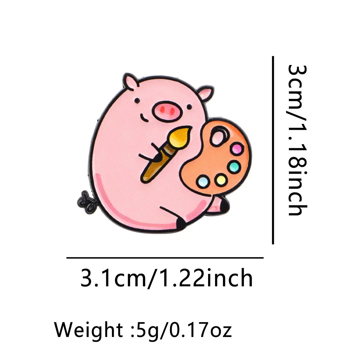 Cute Little Pig Painter Enamel Pin Cartoon Brooch Pines Lapel Pins Badge Clothing Accessories Funny Jewelry Friends