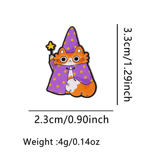 Cute Magician Cat Enamel Pin Animal Brooch Pines Lapel Pins Badge on Backpack Clothing Accessories Witch Jewelry