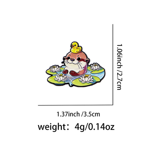 Cute Otter Enamel Pin Cute Duck Brooch Pines Lapel Pins Badge on Backpack Clothing Accessories Animal Jewelry Friends