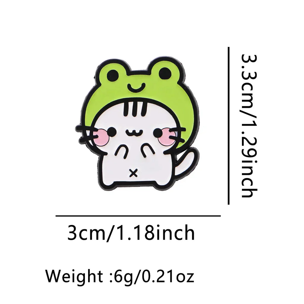 Frog Enamel Pin Cute Cat Brooch Pines Lapel Pins Badge on Backpack Clothing Accessories Cosplay Jewelry Friends Gifts