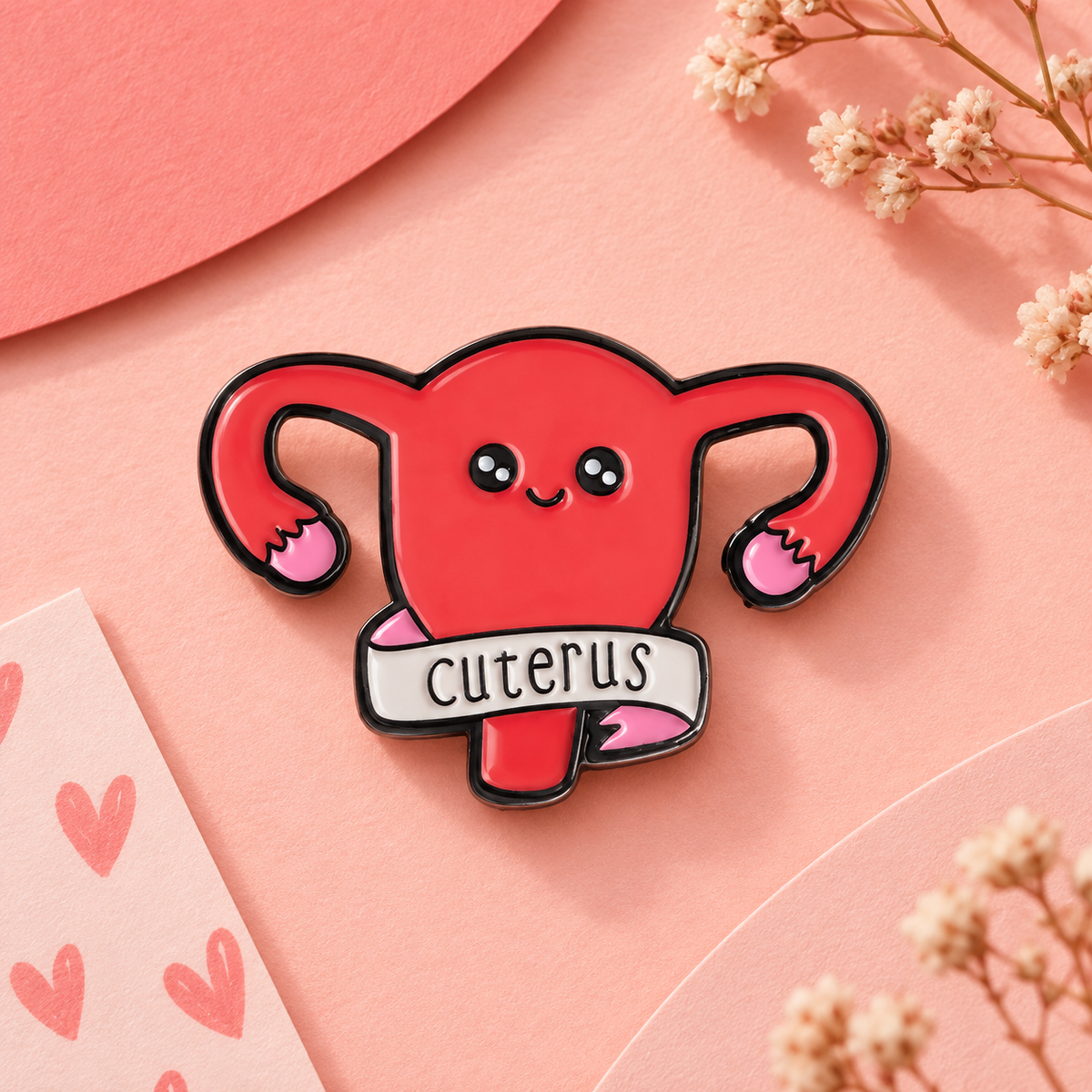 Cuterus Uterus Pin — styled product photo