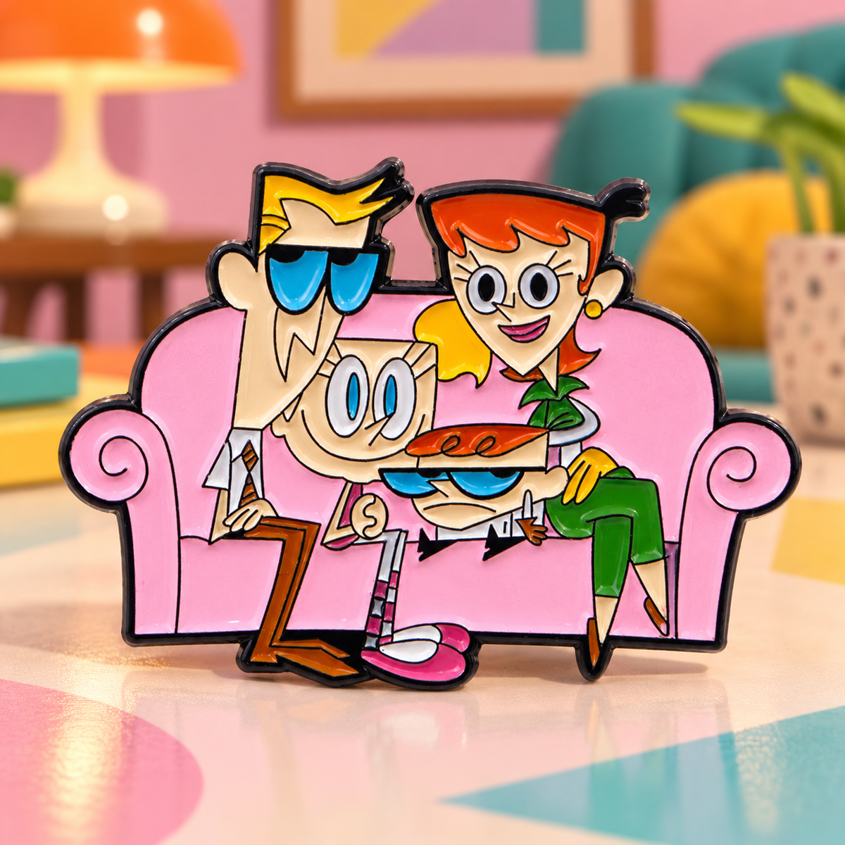 Dexter Pin on a playful retro living-room backdrop