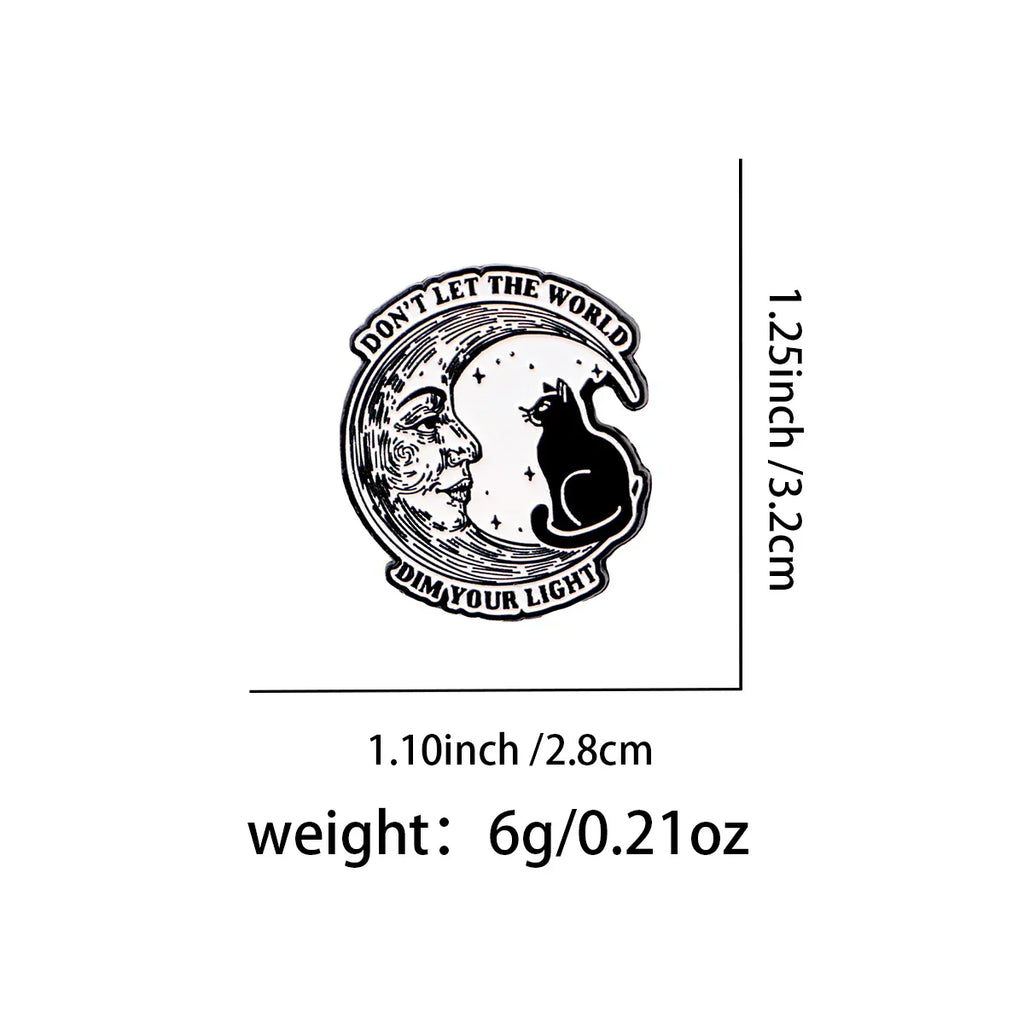 Black Cat Enamel Pin Moon Brooch Pines Lapel Pins Badge on Backpack Clothing Accessories Fashion Jewelry Friends Gifts