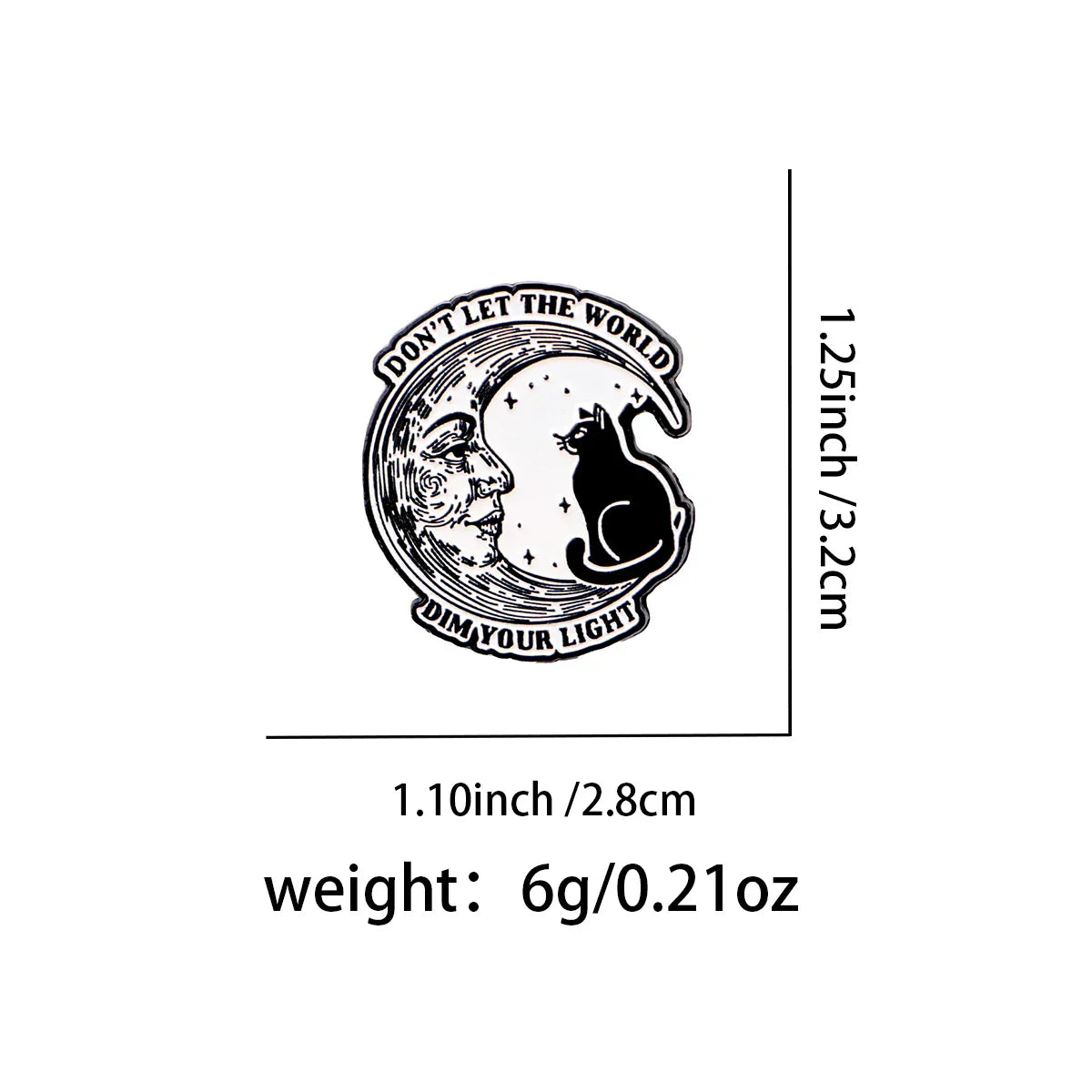 Black Cat Enamel Pin Moon Brooch Pines Lapel Pins Badge on Backpack Clothing Accessories Fashion Jewelry Friends Gifts