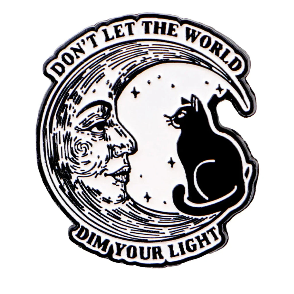 Black Cat Enamel Pin Moon Brooch Pines Lapel Pins Badge on Backpack Clothing Accessories Fashion Jewelry Friends Gifts