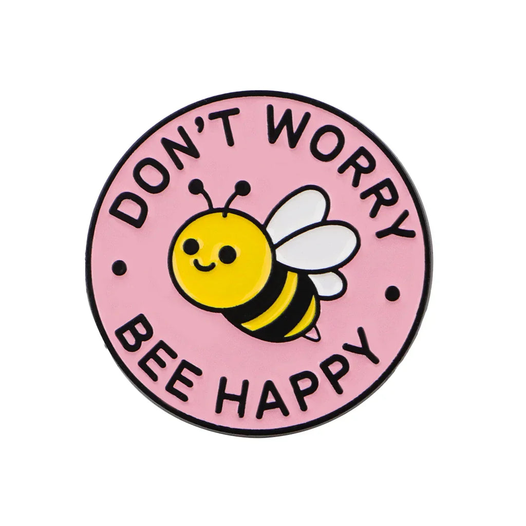 Cute BEE Enamel Pin DON’T WORRY Quotes Brooch Pines Lapel Pins Badge on Backpack Clothing Accessories Fashion Jewelry