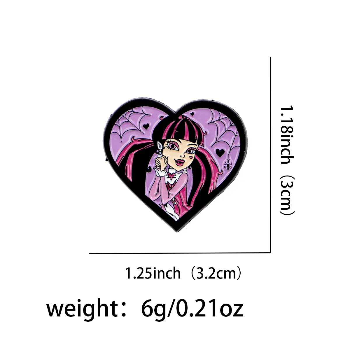 Cartoon Girl Enamel Pin Heart Brooch Pines Lapel Pins Badge on Backpack Clothing Accessories Halloween Jewelry Friends