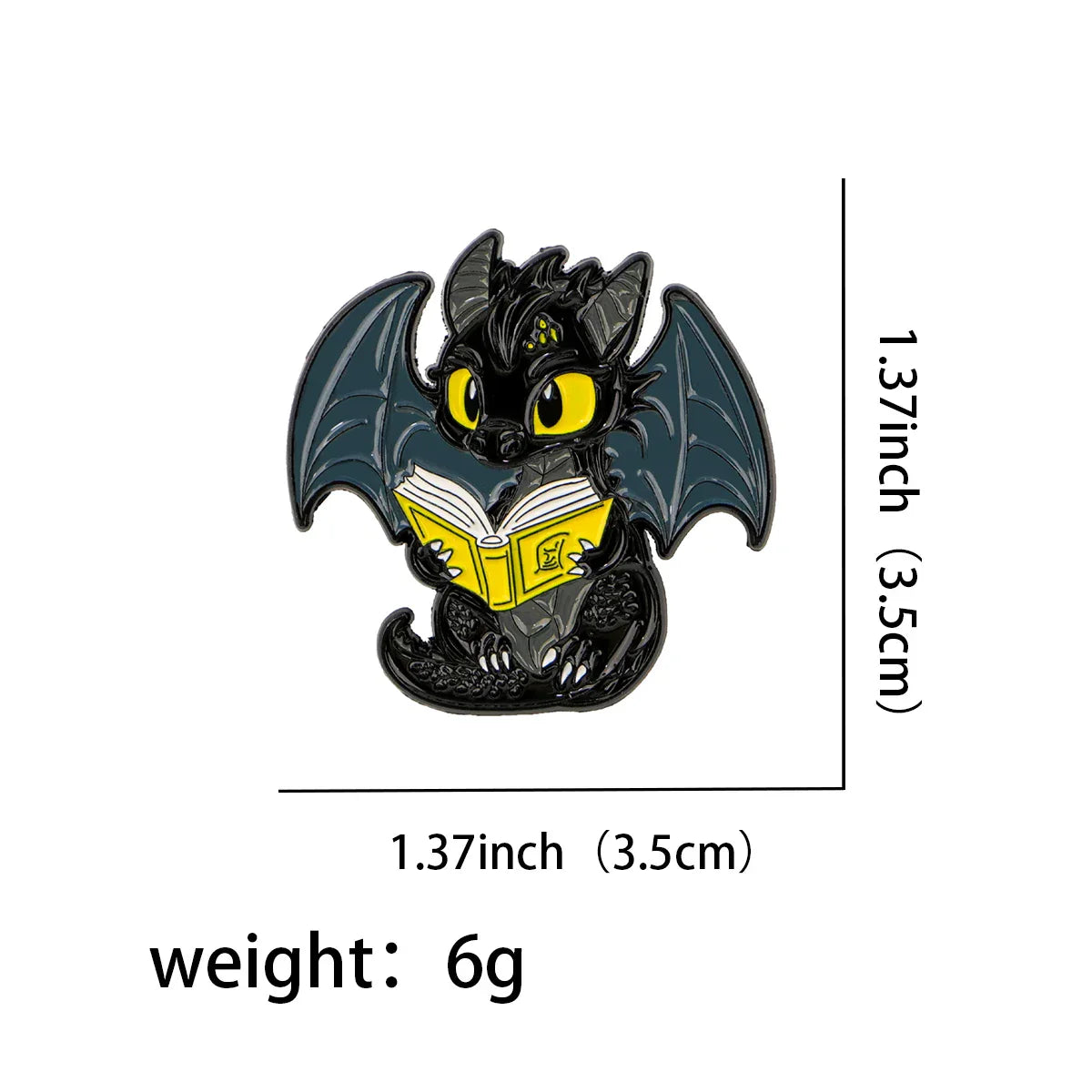 Dragon Reading Book Enamel Pin 1