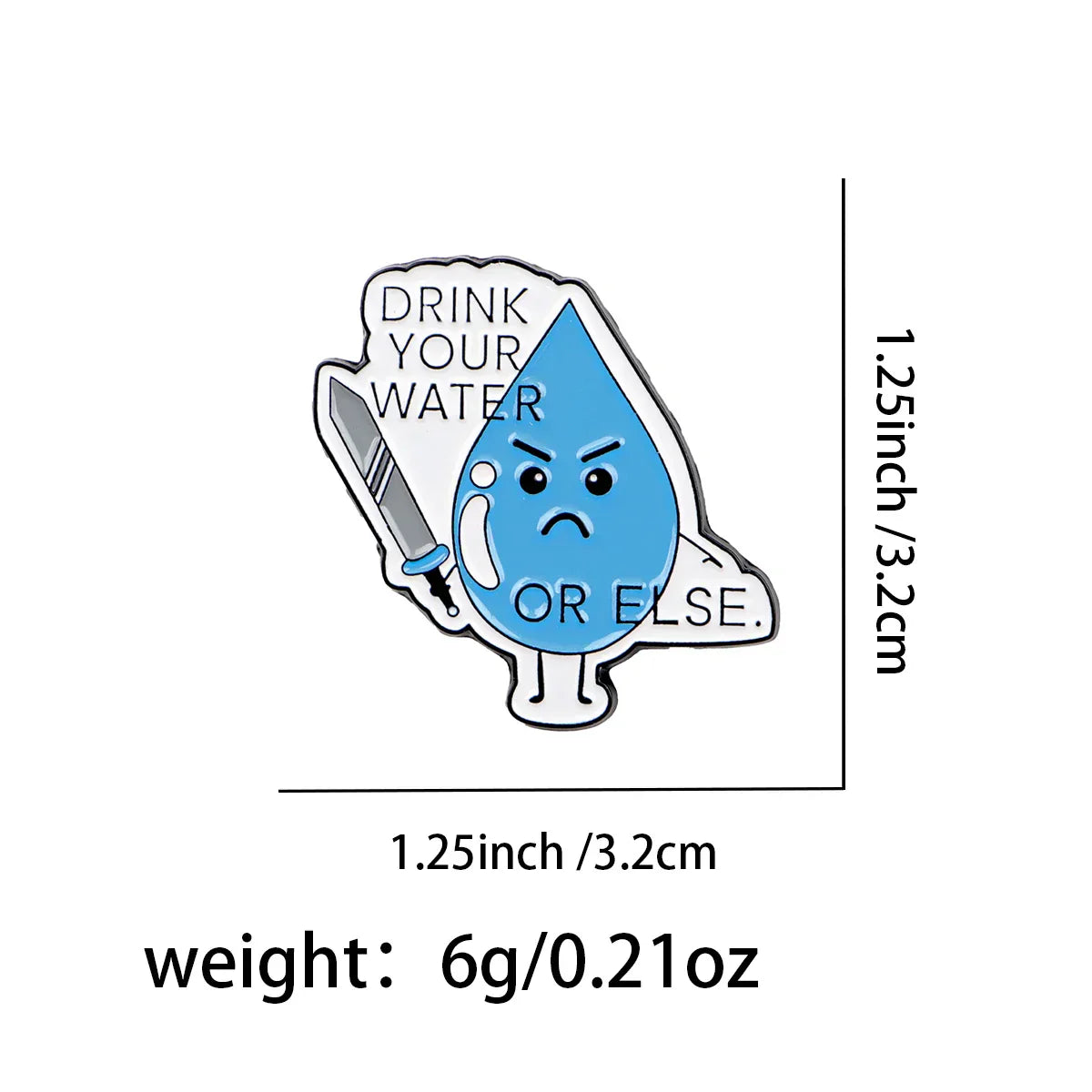 Drink Water Enamel Pin Cute Brooch Pines Lapel Pins Badge on Backpack Clothing Accessories Fashion Jewelry Friends