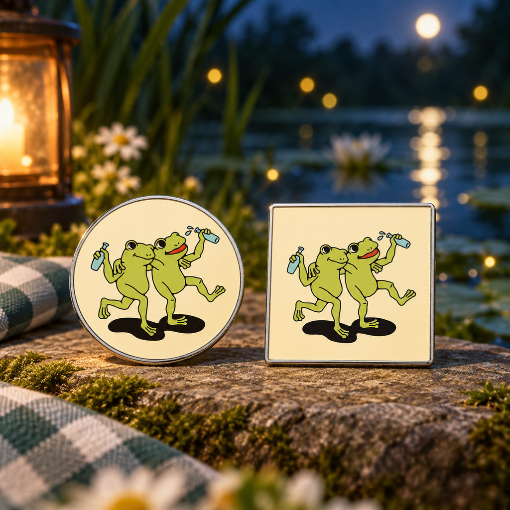 Drinking Frogs Pins — styled product photo