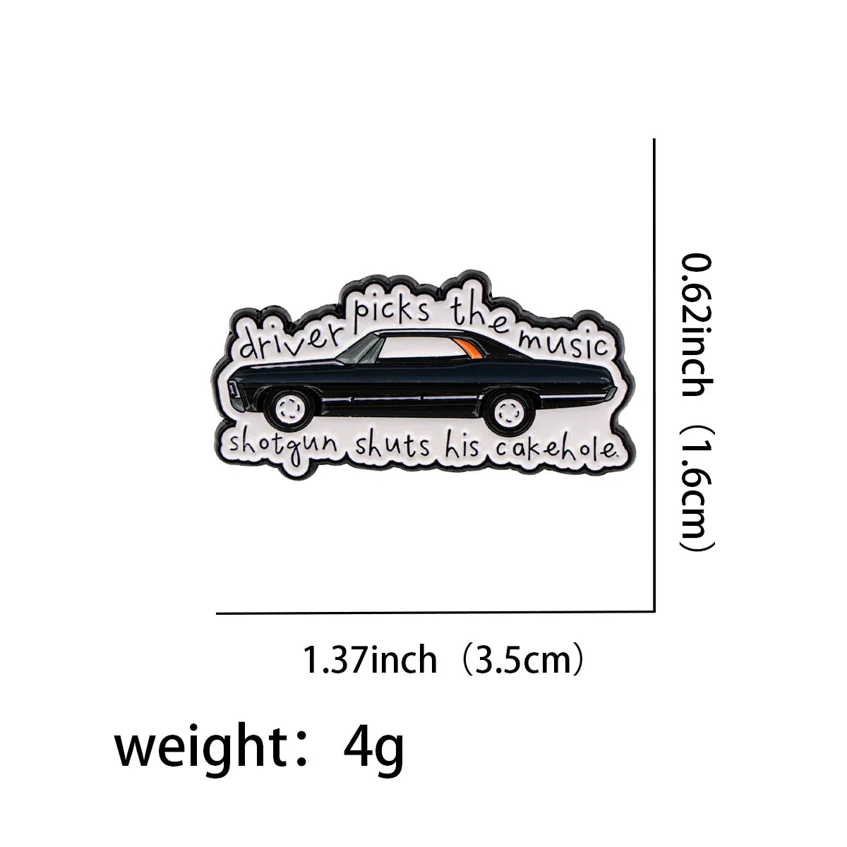 Driver picks the music shotgun shuts his cake hole! Enamel Pin 1