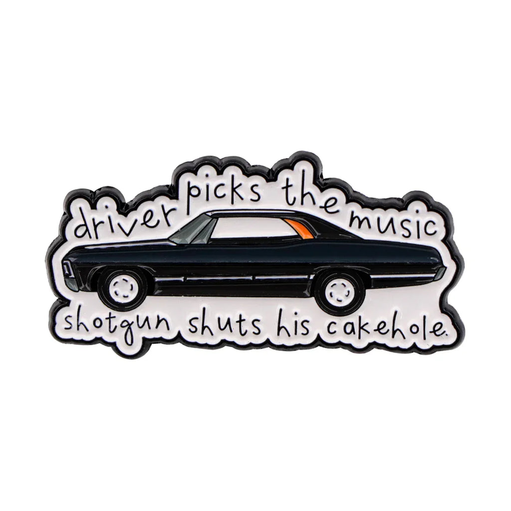 Driver picks the music shotgun shuts his cake hole! Enamel Pin 1