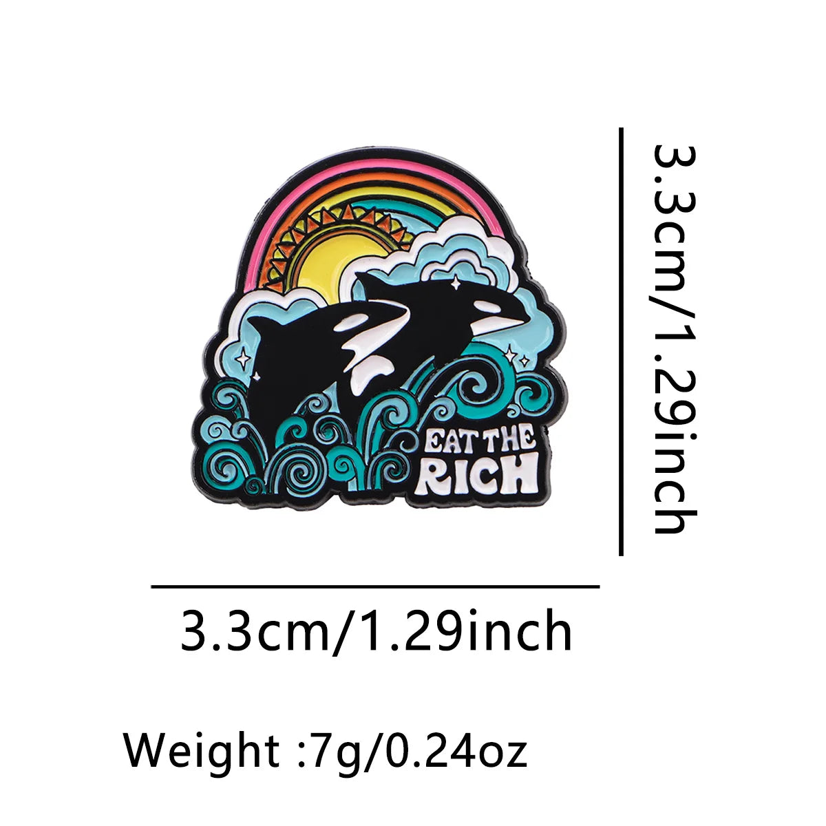 Whale Enamel Pin ’EAT THE RICH’ Brooch Pines Lapel Pins Badge on Backpack Clothing Accessories Fashion Jewelry Friends