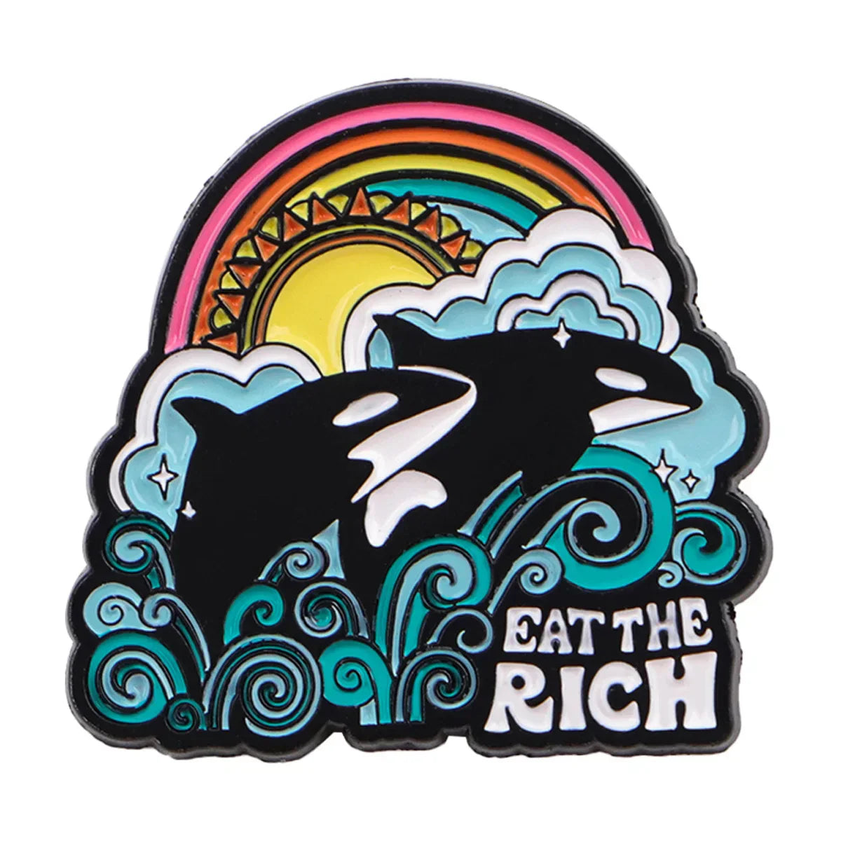 Whale Enamel Pin ’EAT THE RICH’ Brooch Pines Lapel Pins Badge on Backpack Clothing Accessories Fashion Jewelry Friends