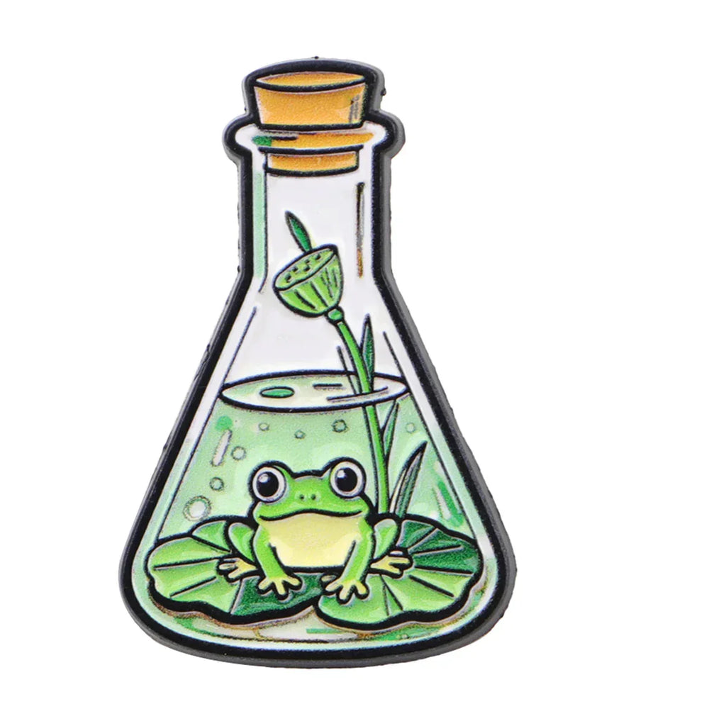 Frog in the Bottle Enamel Pin Cartoon Brooch Pines Lapel Pins Badge on Backpack Clothing Accessories Animal Jewelry